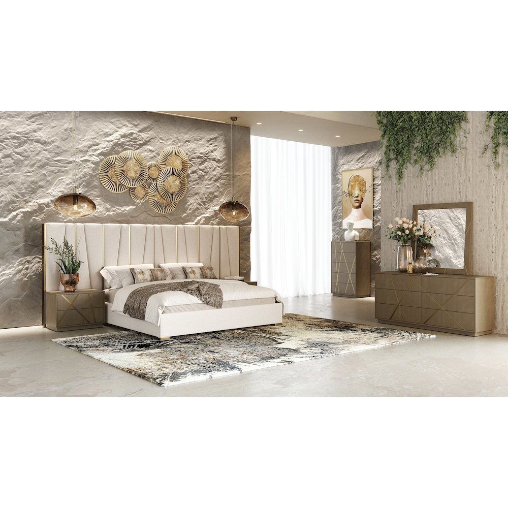 Modrest Nixa - Modern Wide Birch + Brushed Bronze Chest