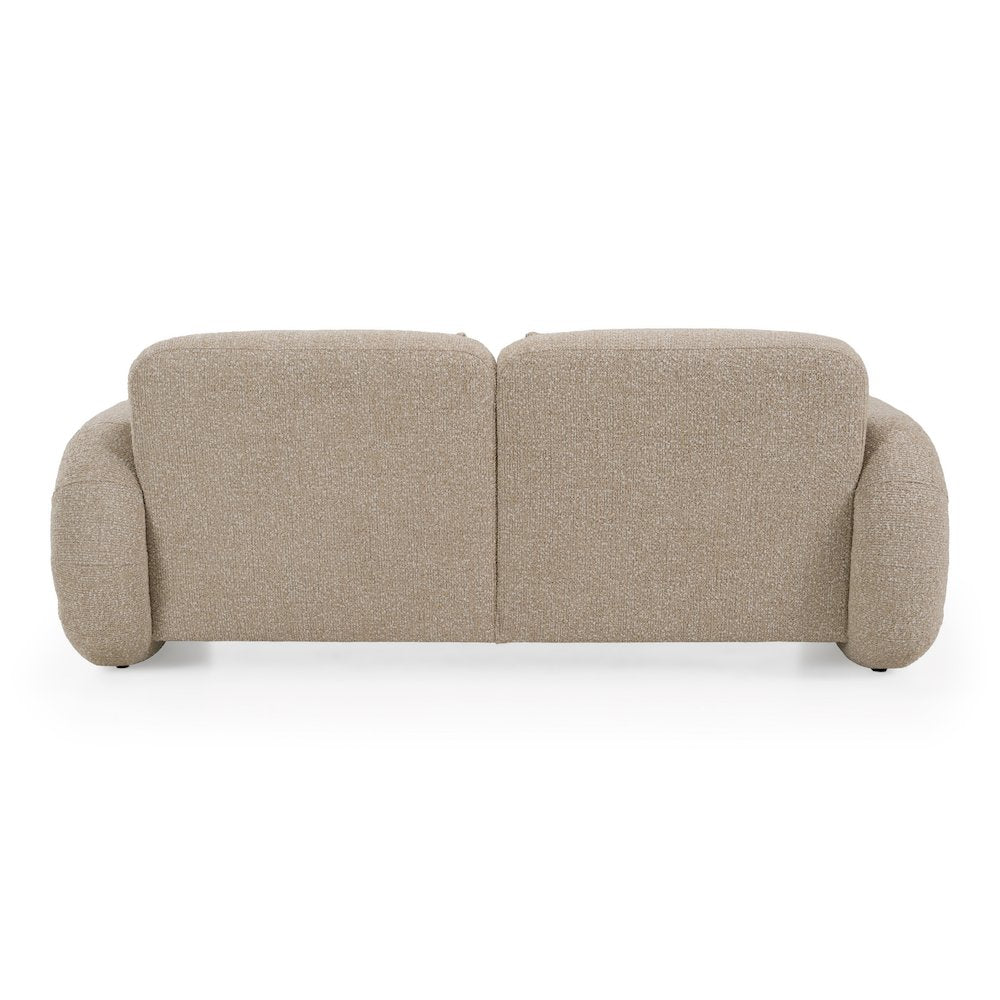 Odette - Modern Beige Fabric + White Burl Loveseat Sofa