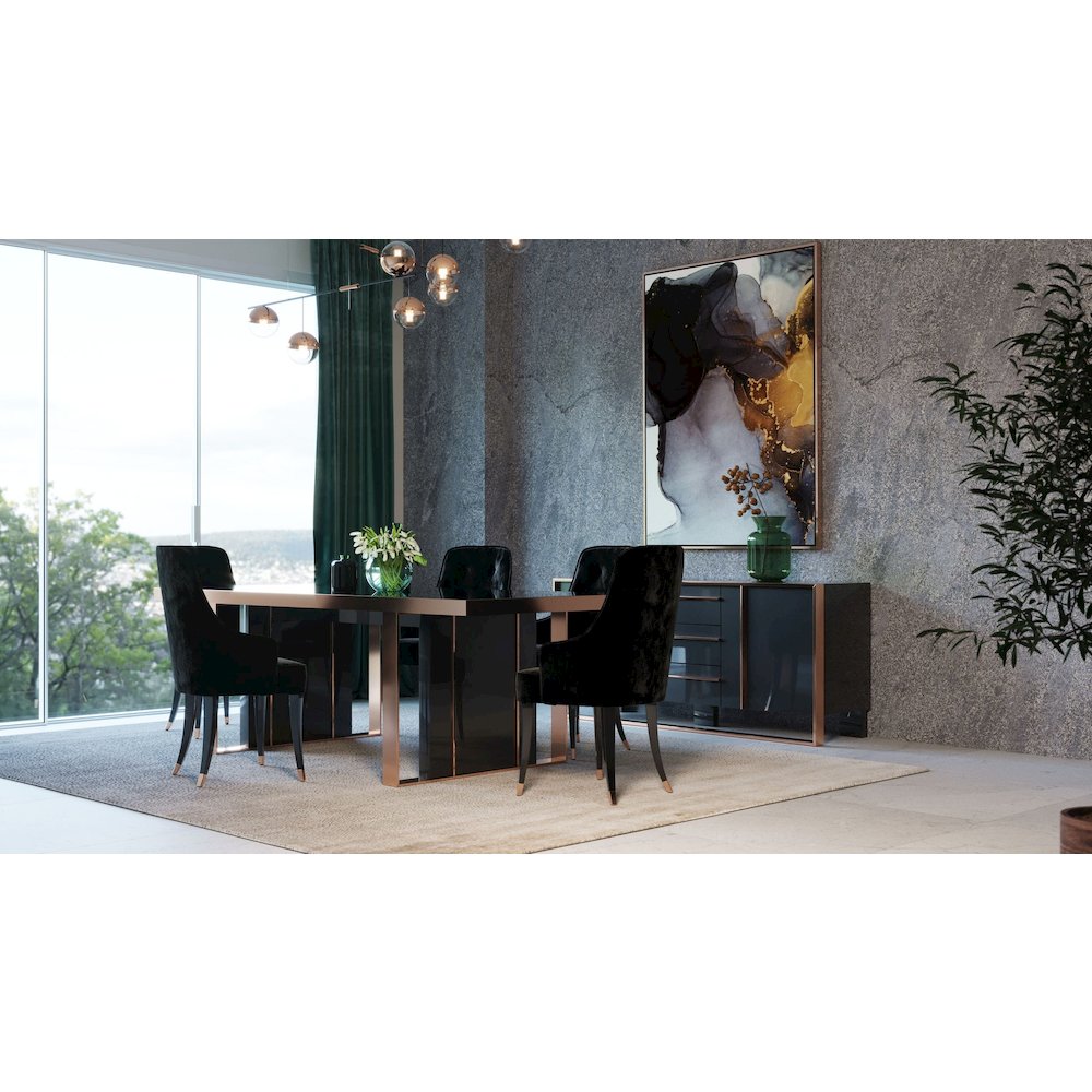 Nova Domus Cartier Modern Black & Rosegold Dining Table