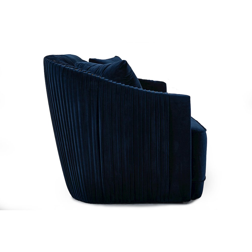 Divani Casa Palomar Modern Blue Velvet & Brass Sofa
