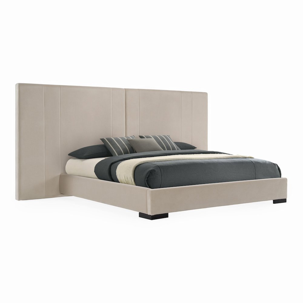 Queen Penrose - Modern Beige Fabric Bed