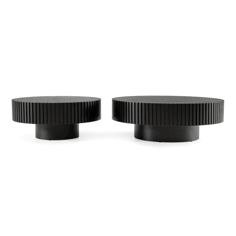 Pierre - Modern Black Ash Round Coffee Table Set