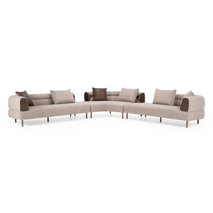 Divani Casa Plume - Modern Brown Fabric Sectional Sofa