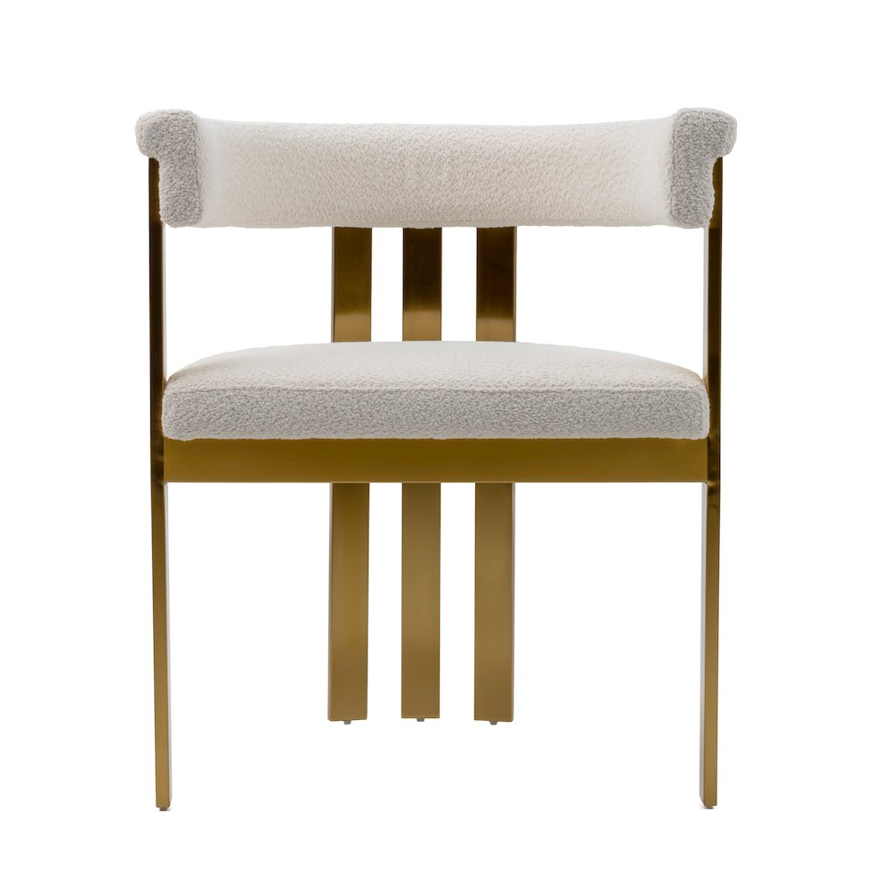 Pontiac - Modern Beige Sherpa Gold Dining Chair
