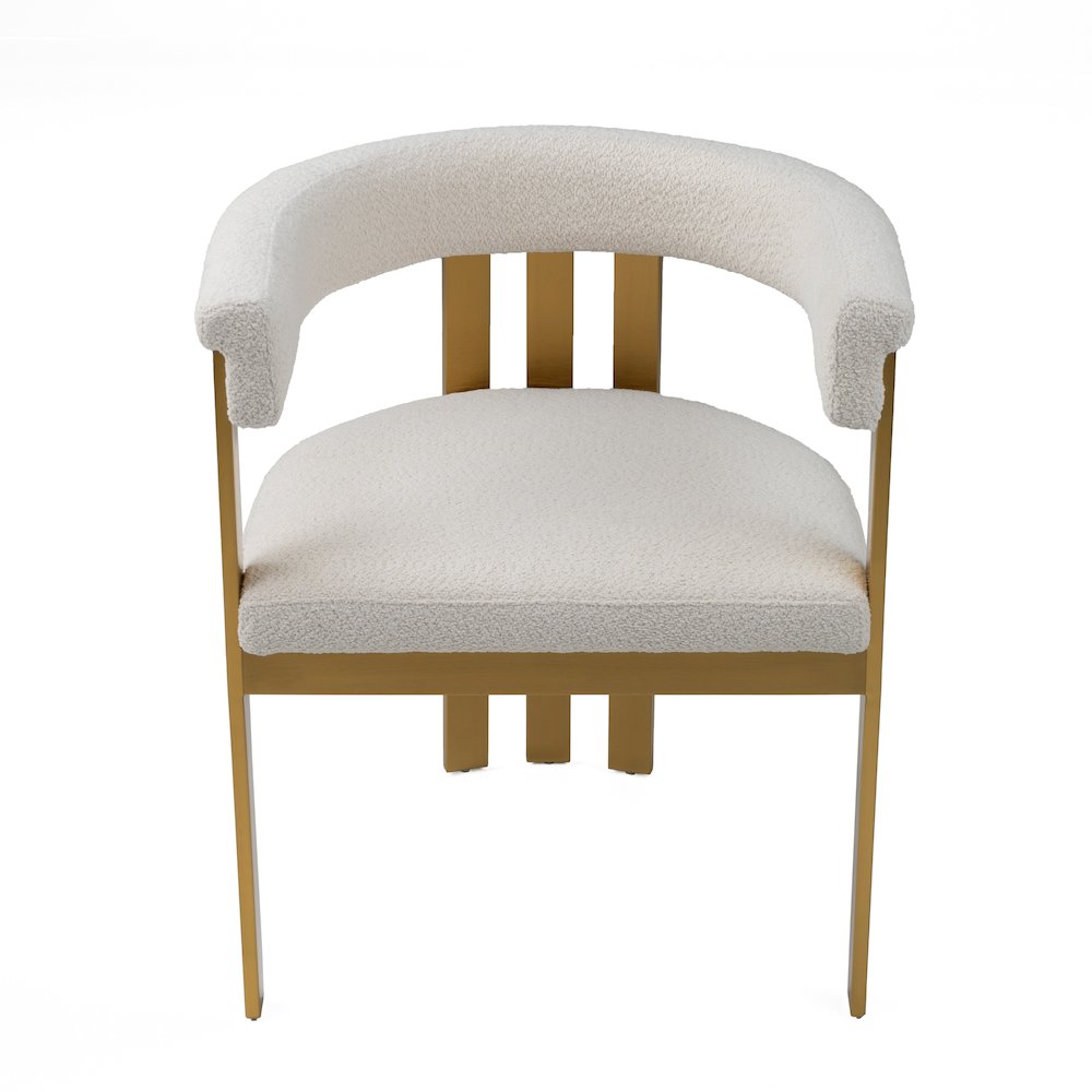 Pontiac - Modern Beige Sherpa Gold Dining Chair