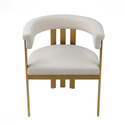 Pontiac - Modern Beige Sherpa Gold Dining Chair