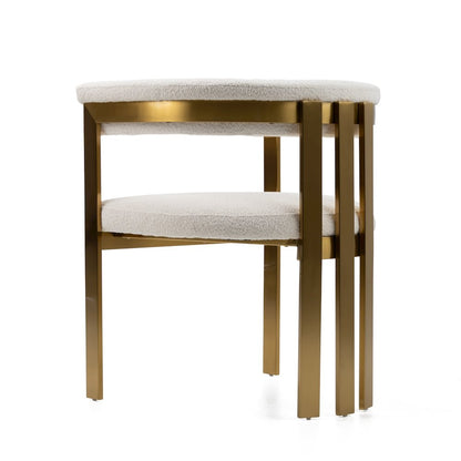 Pontiac - Modern Beige Sherpa Gold Dining Chair