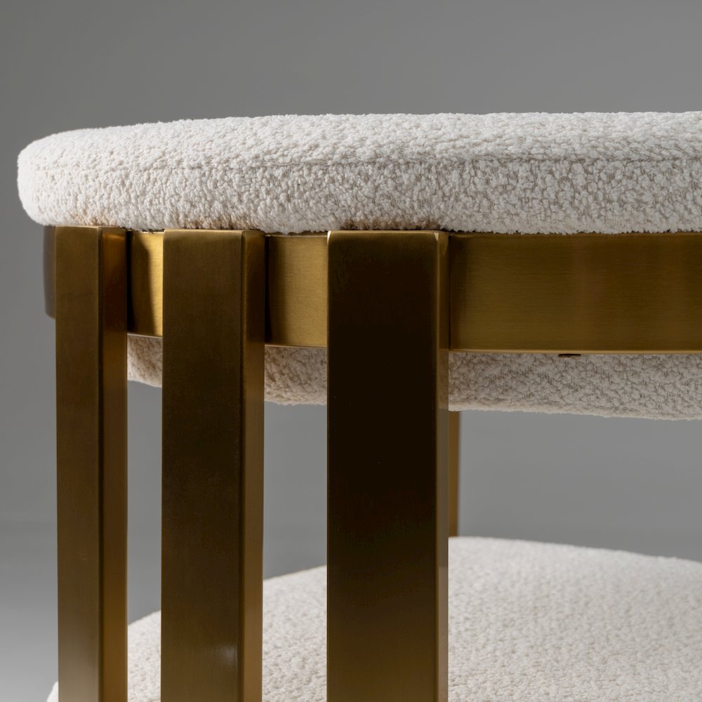 Pontiac - Modern Beige Sherpa Gold Dining Chair