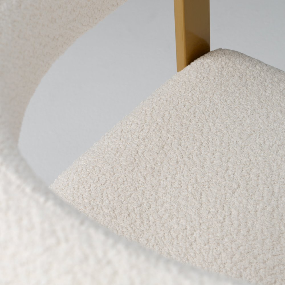 Pontiac - Modern Beige Sherpa Gold Dining Chair