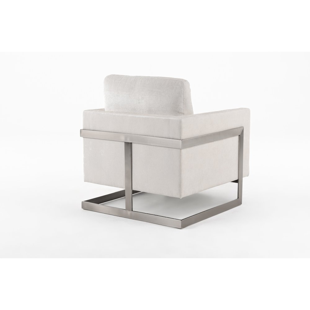 Modrest Prince - Contemporary Off White Fabric and Silver Accent Chair