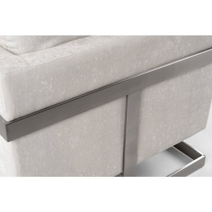Modrest Prince - Contemporary Off White Fabric and Silver Accent Chair