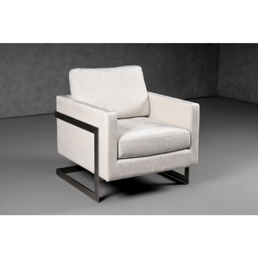 Modrest Prince - Contemporary Off White Fabric and Silver Accent Chair