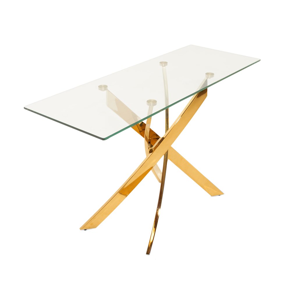 Modrest Pyrite Modern Glass and Gold Console Table