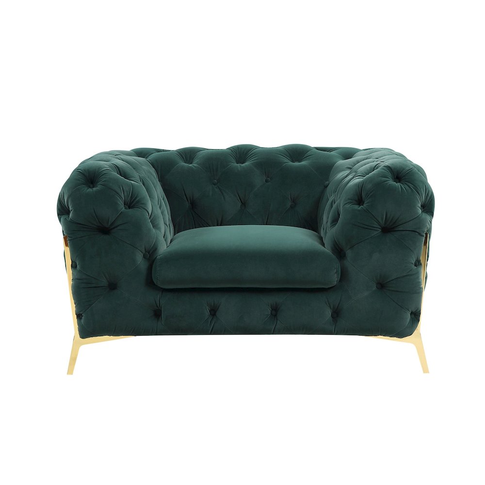Divani Casa Quincey - Transitional Emerald Green Velvet Chair