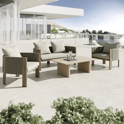 Renava Salvora - Outdoor Beige Fabric & Grey Rope Loveseat