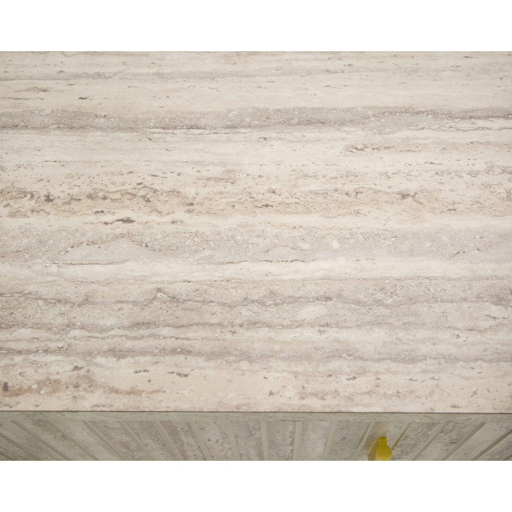 Nova Domus Roma - Modern Faux Travertine + Gold Dresser