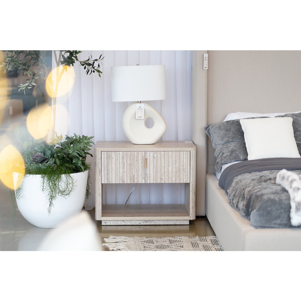 Nova Domus Roma - Modern Faux Travertine + Gold Nightstand