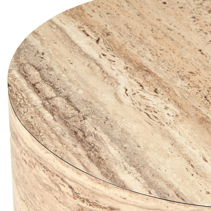 Nova Domus Roma - Modern Faux Travertine Round End Table