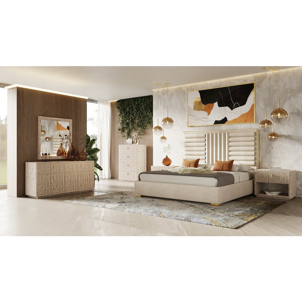 Nova Domus Roma - Modern Faux Travertine + Gold Chest