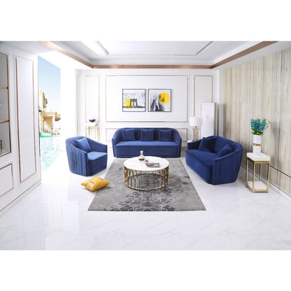 Divani Casa Palomar Modern Blue Velvet & Brass Sofa
