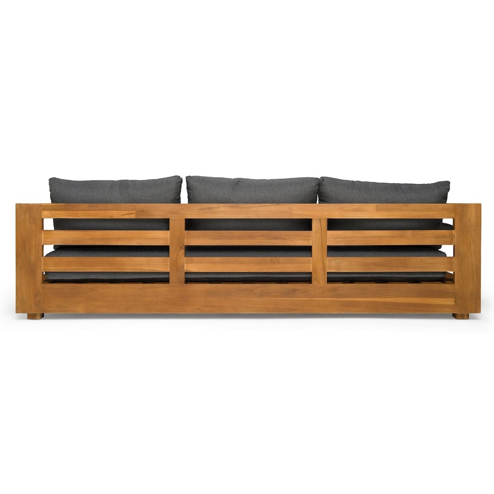 Santorini - Outdoor Grey Olefin Fabric + Natural Teak Sofa Set