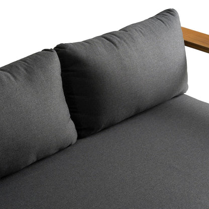Santorini - Outdoor Grey Olefin Fabric + Natural Teak Sofa Set