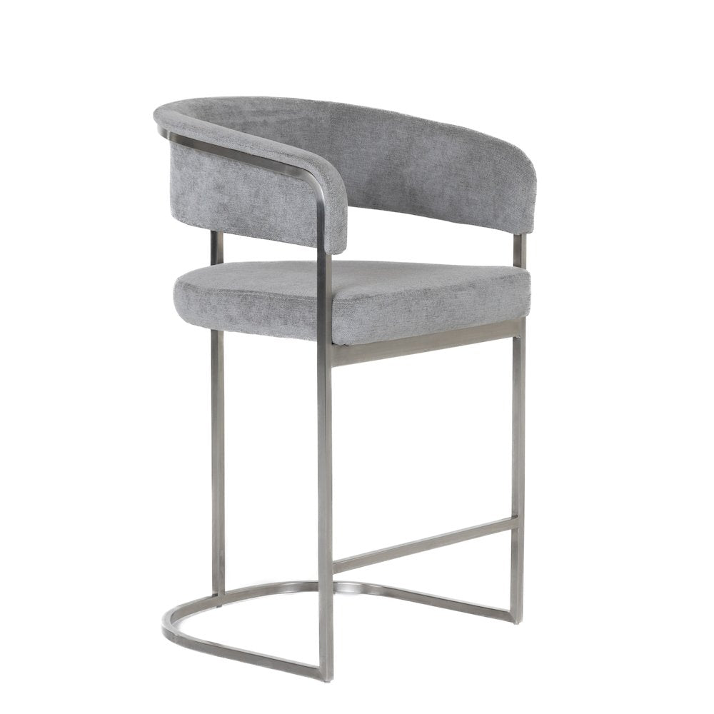 Modrest Sebastian - Modern Grey Fabric + Stainless Steel Counter Chair