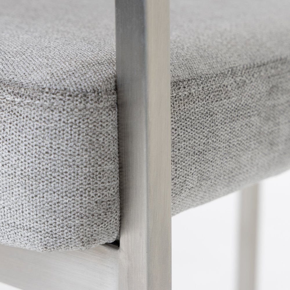 Modrest Sebastian - Modern Grey Fabric + Stainless Steel Counter Chair
