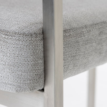 Modrest Sebastian - Modern Grey Fabric + Stainless Steel Counter Chair