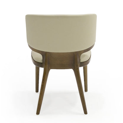 Contemporary Beige Leatherette and Walnut Set of 2 Dining Chair