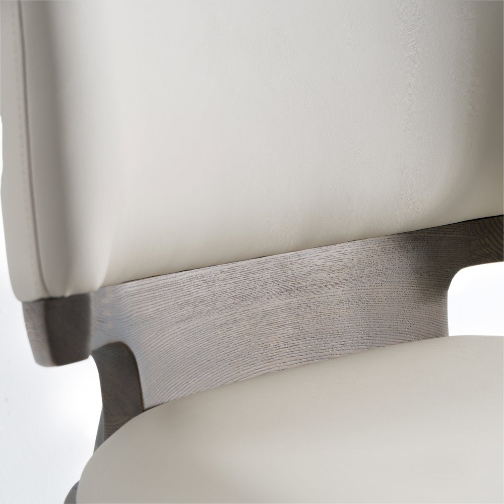 Modrest Stanley Contemporary Grey Leatherette and Grey Ash Set of 2 Dining Chair