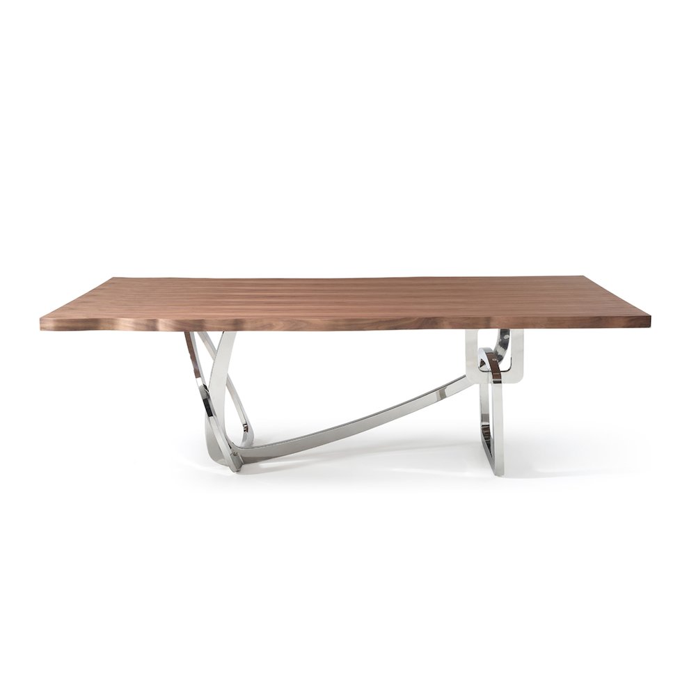 Modrest Addy Modern Walnut & Stainless Steel Dining Table