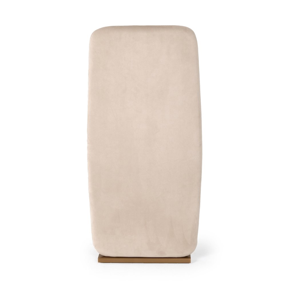 Modern Light Beige Grey Velvet + Brushed Brass Dining Chair (Set of 2)