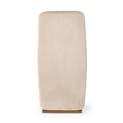 Modern Light Beige Grey Velvet + Brushed Brass Dining Chair (Set of 2)