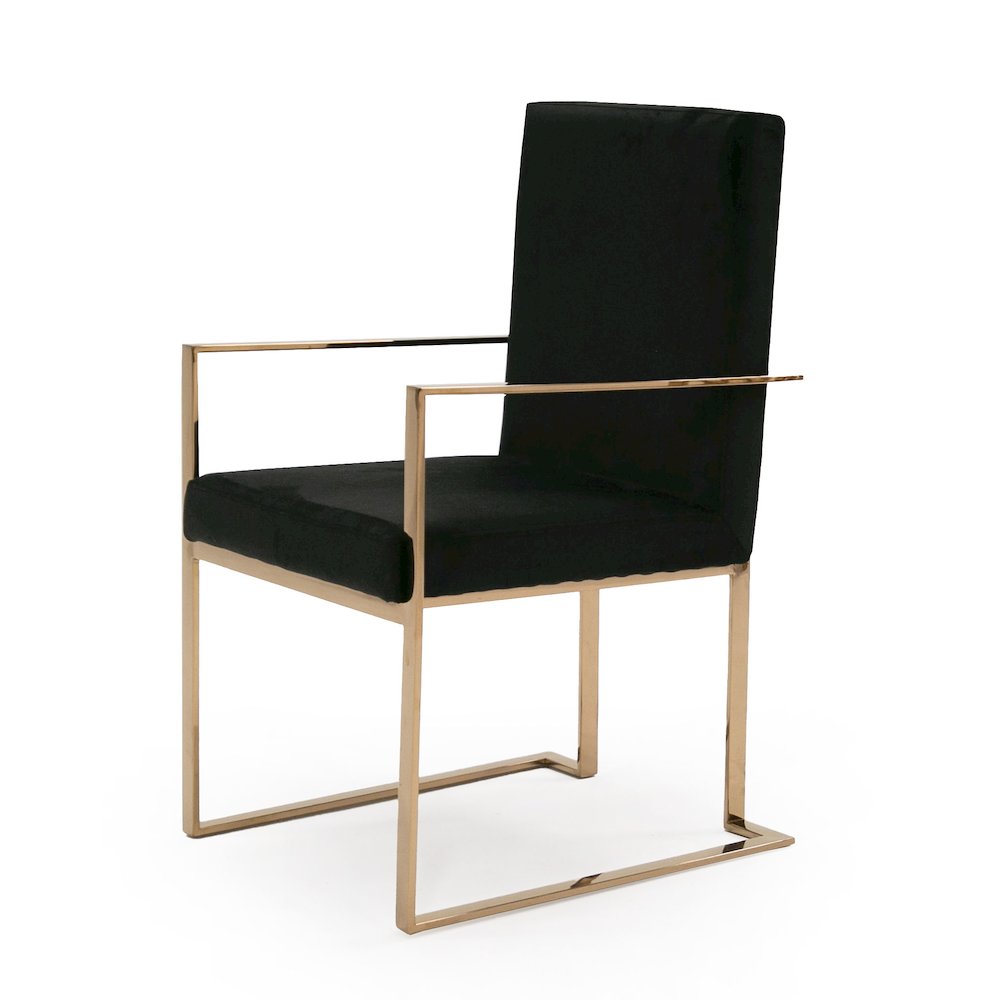 Modrest Trea - Modern Black Velvet & Rosegold Dining Chair