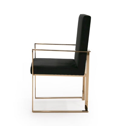 Modrest Trea - Modern Black Velvet & Rosegold Dining Chair