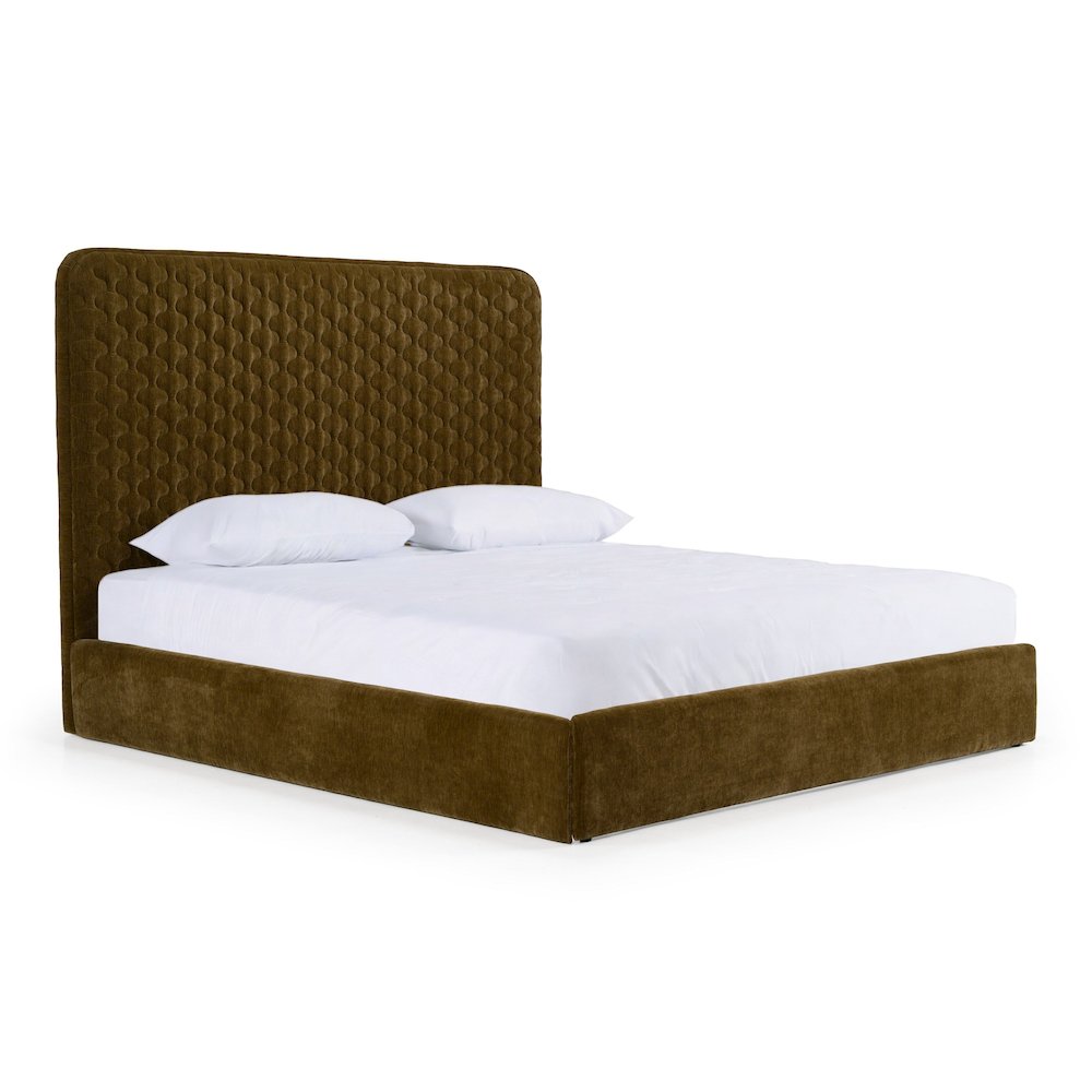 Eastern King Trieste - Modern Brown Fabric Bed