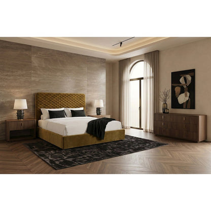 Eastern King Trieste - Modern Brown Fabric Bed
