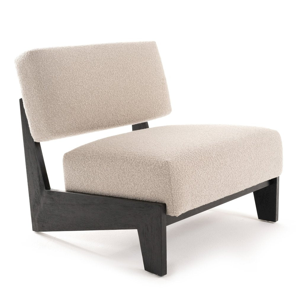 Tucker - Mid-Century Modern Light Grey Fabric Black Walnut Accent Chair