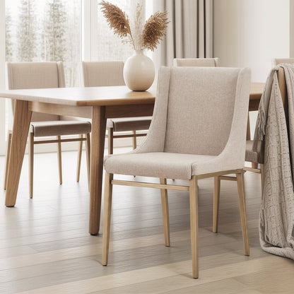 Beige Upholstered Dining Chairs Set Of 2, Modern Kitchen Chairs With Metal Legs