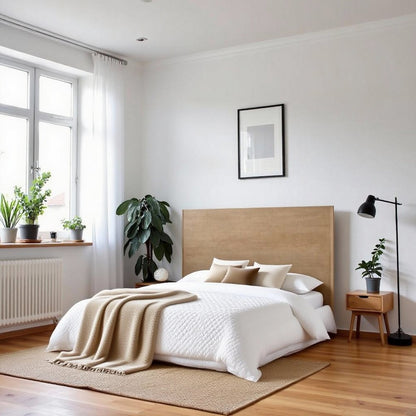 Solid Oak Queen Bed Frame, Wood Frame With Headboard In Modern Bed Design
