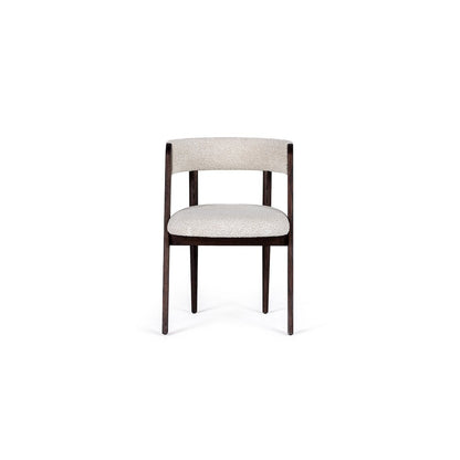 Modrest Vegas  - Modern Cream Fabric + Walnut Oak Dining Chair (Set of 2)