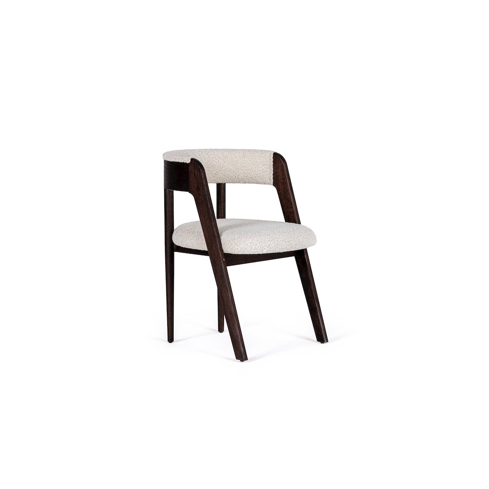 Modrest Vegas  - Modern Cream Fabric + Walnut Oak Dining Chair (Set of 2)
