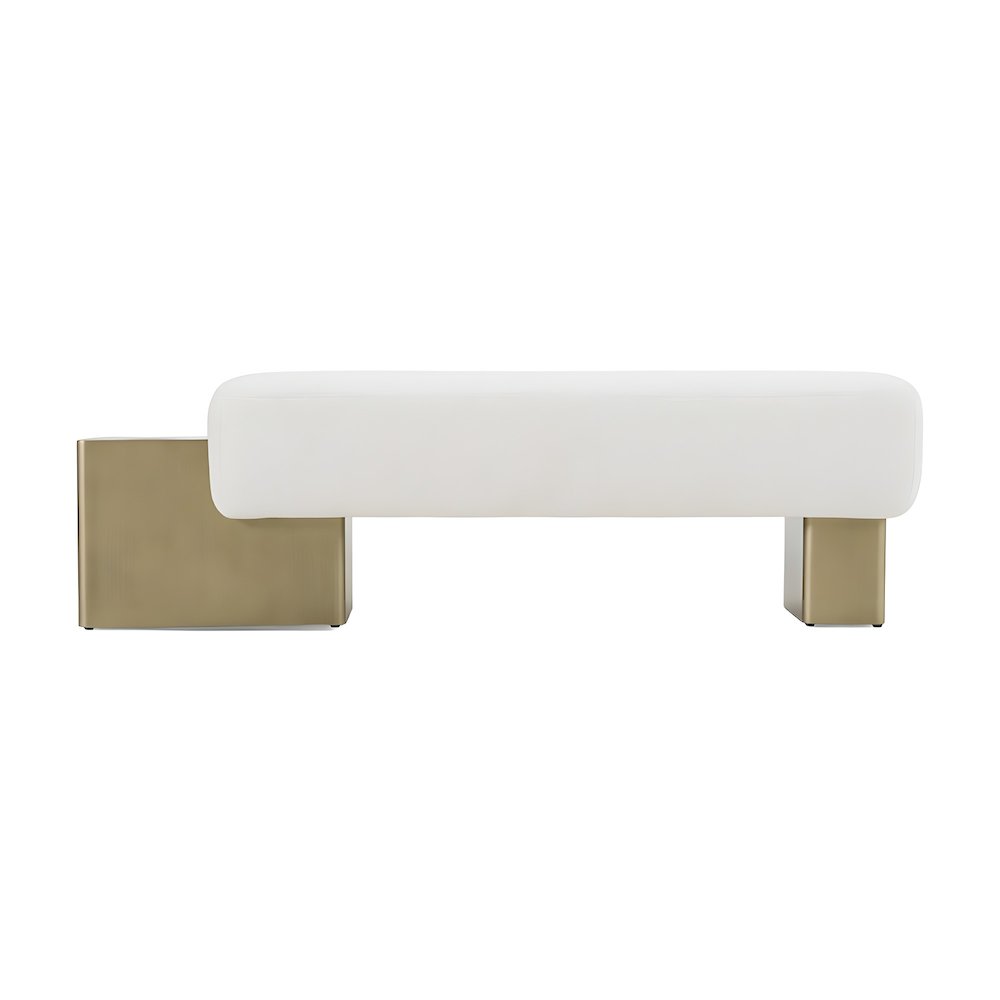 Fabric-Upholstered Entryway Bench with Antique Brass Legs for Entryway