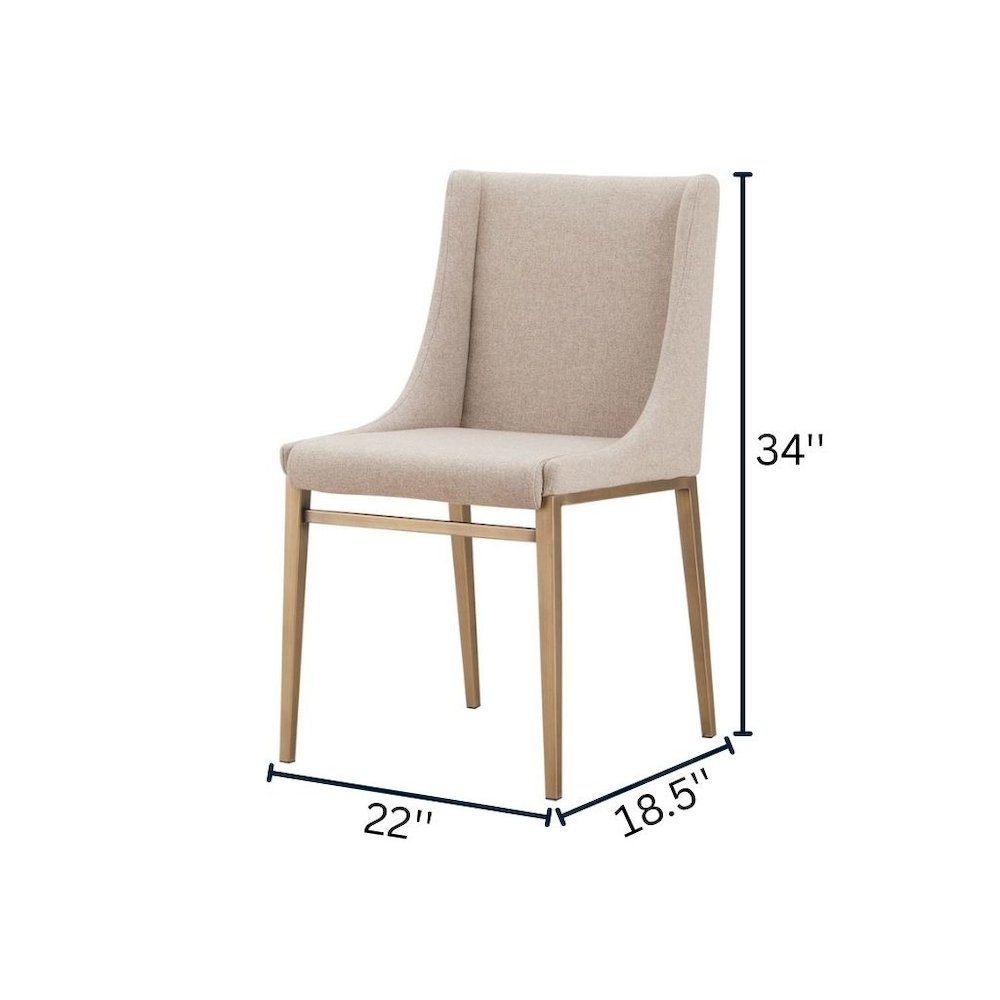 Beige Upholstered Dining Chairs Set Of 2, Modern Kitchen Chairs With Metal Legs