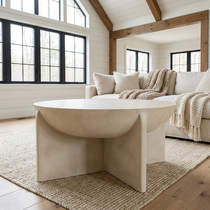 Concrete Round Coffee Table with Modern Design and Durable Solid Construction