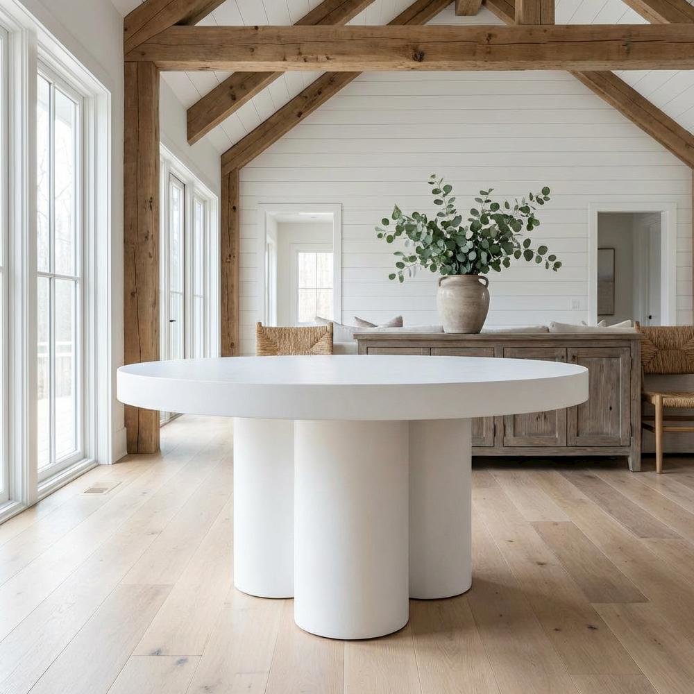 White Concrete Coffee Table with Modern Design and Durable Construction