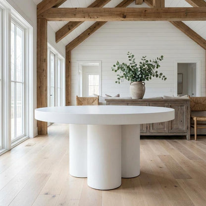 White Concrete Coffee Table with Modern Design and Durable Construction