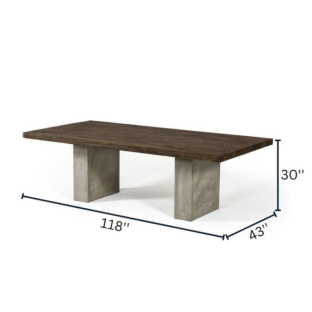 Concrete Dining Table With Oak Top, Modern Kitchen Table For 10 People
