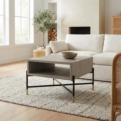 Metal Coffee Table, Modern Durable Frame and Single Piece Design